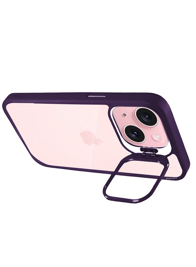 MARGOUN - iPhone 15 Plus Case Cover And Lens Protector Built-in Camera Stand And Compatible With Magsafe Full Body Shockproof Case Clear Purple - Image 1