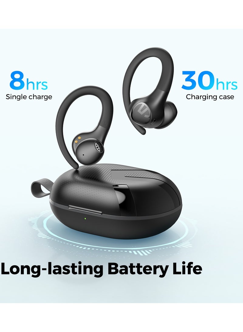 SoundPEATS Wings2 Wireless Sport Headphones, Bluetooth 5.3 Over-Ear Wireless Earbuds With Ear Hooks, Sweat-Proof Earphones For Running And Workouts, 13Mm Driver, Built-In Mic, App, Comfort Fit, 30Hrs Black  - Image 4