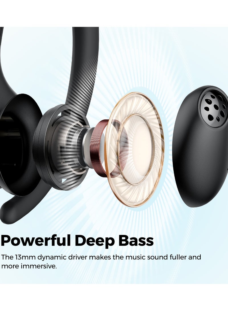 SoundPEATS Wings2 Wireless Sport Headphones, Bluetooth 5.3 Over-Ear Wireless Earbuds With Ear Hooks, Sweat-Proof Earphones For Running And Workouts, 13Mm Driver, Built-In Mic, App, Comfort Fit, 30Hrs Black  - Image 3