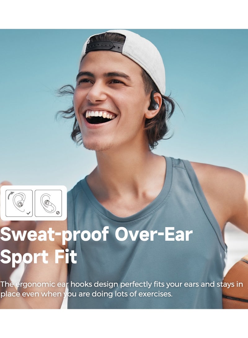 SoundPEATS Wings2 Wireless Sport Headphones, Bluetooth 5.3 Over-Ear Wireless Earbuds With Ear Hooks, Sweat-Proof Earphones For Running And Workouts, 13Mm Driver, Built-In Mic, App, Comfort Fit, 30Hrs Black  - Image 2