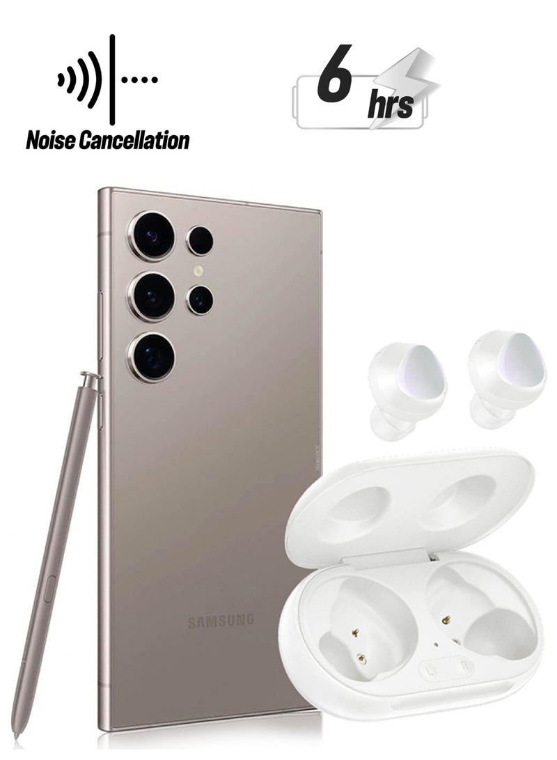 MARGOUN - Buds Plus Bluetooth Headphone Compatible With Samsung Galaxy S24 Ultra True Wireless Bluetooth 5.1 Noise Cancelling Advanced Multipoint Bluetooth Headset White - Image 1