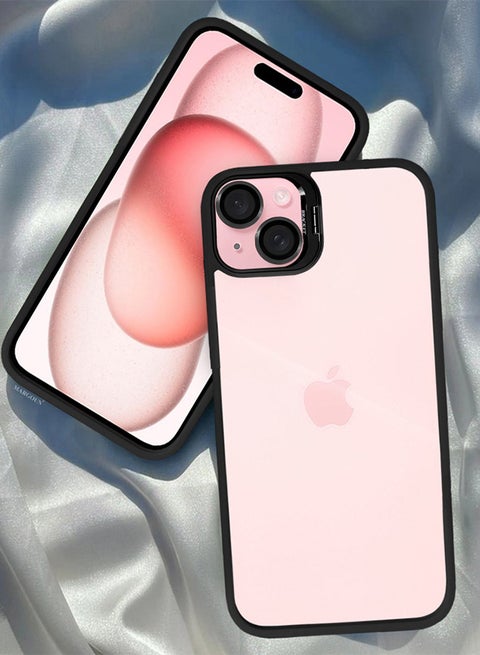 iPhone 15 Plus Case Cover And Lens Protector Built-In Camera Stand And Compatible With Magsafe Full Body Shockproof Case Clear Black