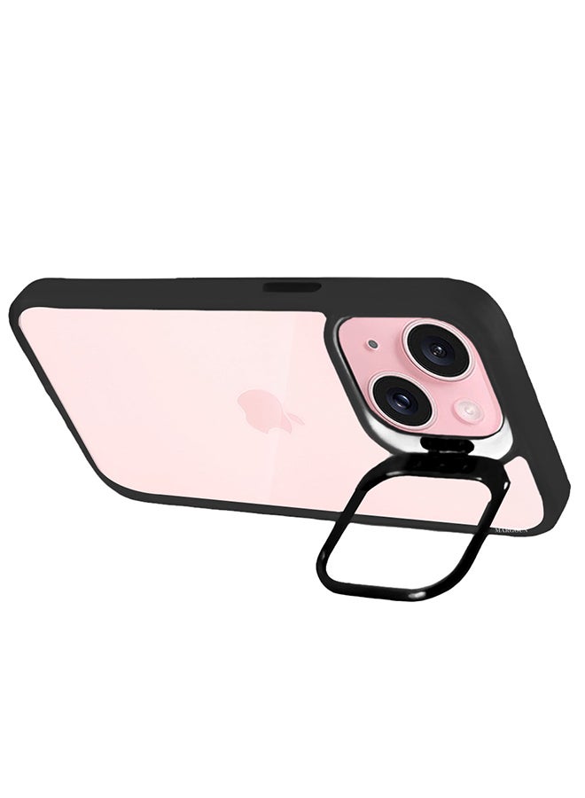 MARGOUN - iPhone 15 Plus Case Cover And Lens Protector Built-In Camera Stand And Compatible With Magsafe Full Body Shockproof Case Clear Black - Image 1