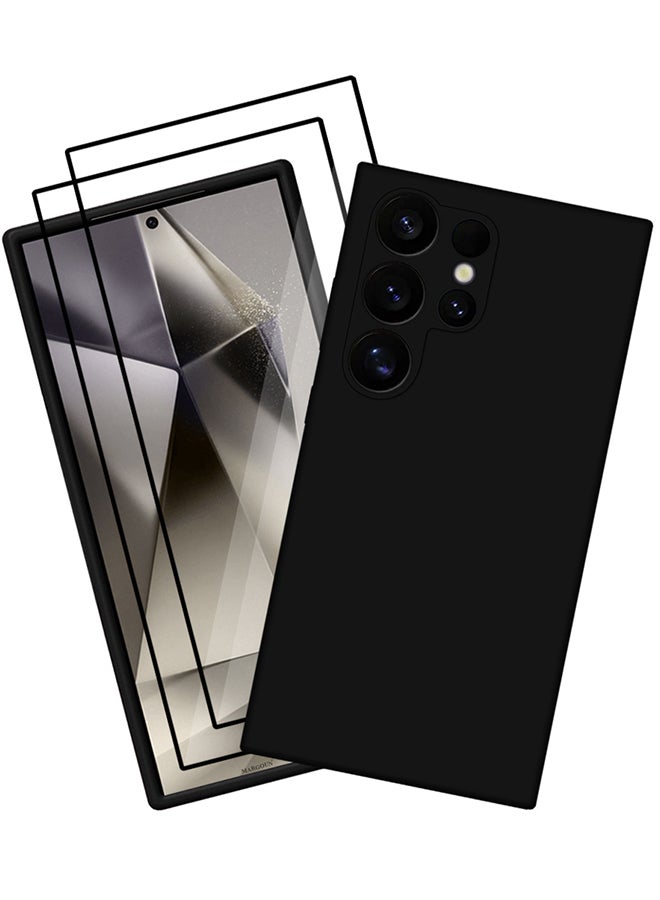 MARGOUN 3 Pack Samsung Galaxy S24 Ultra Case And 2 Screen Protectors Cover Silicone Case Slim Fit Premium Liquid Silicone Shockproof Phone Cover Upgraded Camera Protection Durable Case Black - Image 2