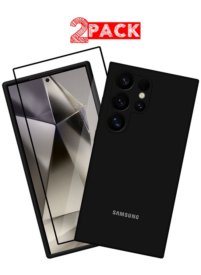 مارجون حافظة سامسونج جالاكسي S24 ألترا مع واقي شاشة - حافظة سيليكون رفيعة، حماية كاميرا محسّنة، حافظة متينة مضادة للصدمات، عبوة من 2 - Image 1