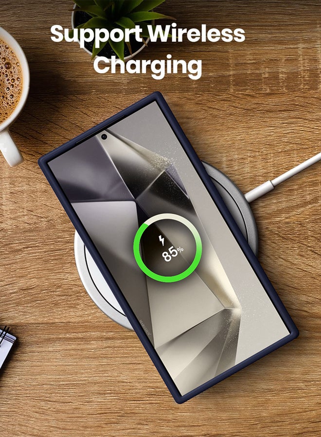 MARGOUN Samsung Galaxy S24 Ultra Case Cover Silicone Case Slim Fit Premium Liquid Silicone Shockproof Phone Cover Upgraded Camera Protection Durable Case Dark Blue - Image 3