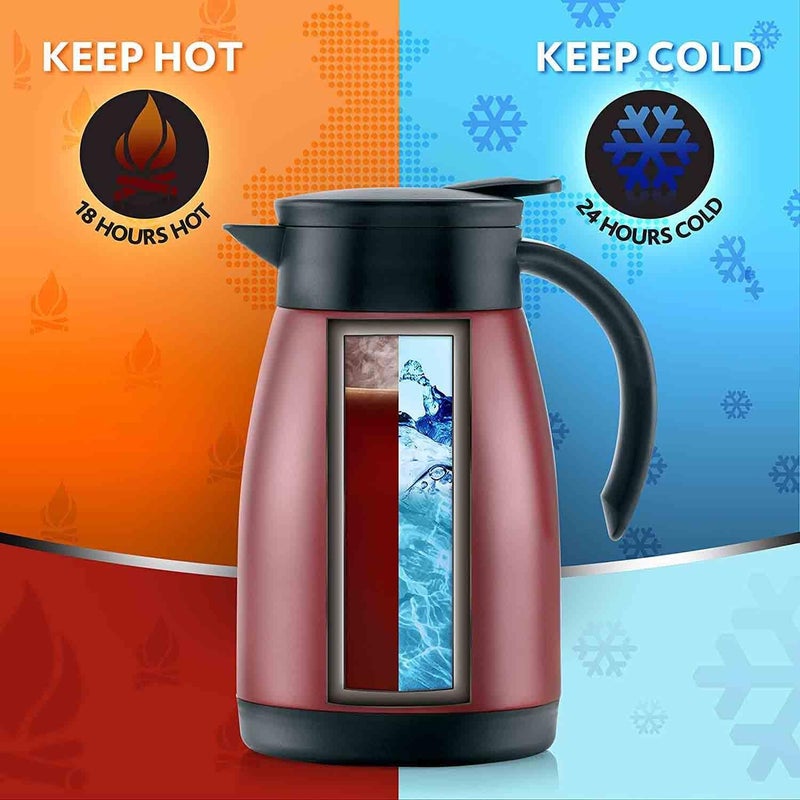 بوروسيل غلاية شاي من الفولاذ المقاوم للصدأ معزولة بالفراغ - إبريق قهوة معزول بالفراغ أحمر - 1.5 لتر - Image 4