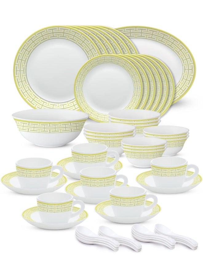 BOROSIL Larah Plano Opal Dinner Set Zahara Beige - 50 Piece Dinnerware Set BEIGE - Image 2