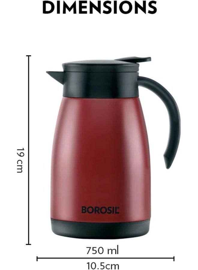 BOROSIL VACUUM INSULATED STAINLESS STEEL TEAPOT Red - Image 2