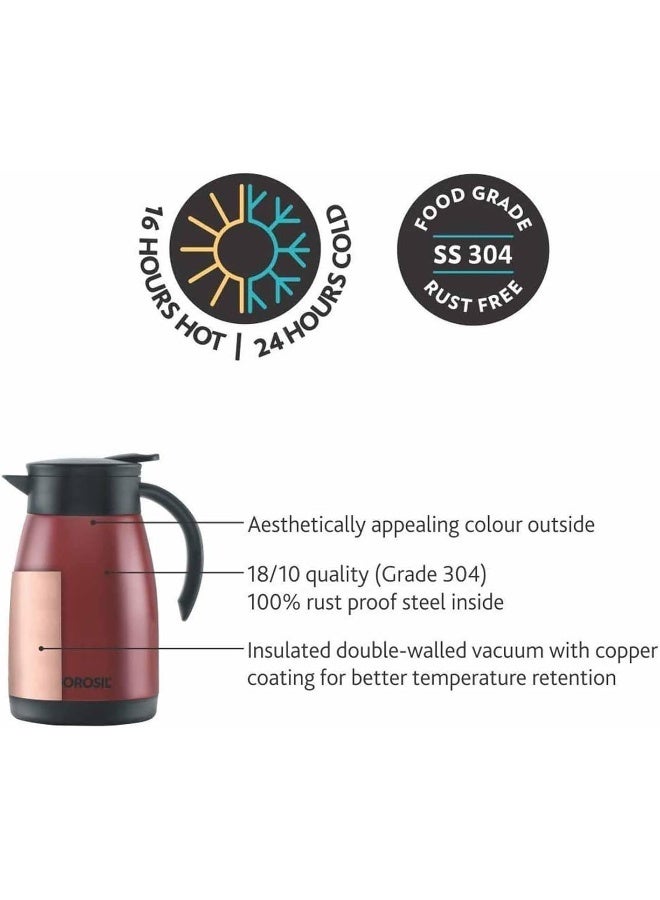 BOROSIL VACUUM INSULATED STAINLESS STEEL TEAPOT Red - Image 3