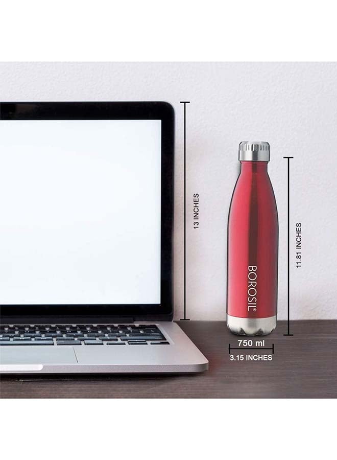Borosil Vacuum Insulated Copper Coated Inner Trans Bolt Water Bottle, Sports Bottle, Yoga Bottle, Outdoor, Portableleak Proof, Reusable Water Bottle Red, 750 Ml, Fgbol0750Rd - Image 4