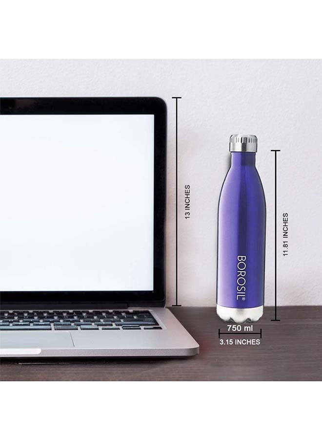 BOROSIL Borosil Vacuum Insulated Copper Coated Inner Trans Bolt Water Bottle, Sports Bottle, Yoga Bottle, Outdoor, Portableleak Proof, Reusable Water Bottle Blue, 750 Ml, Fgbol0750Bl  - Image 5