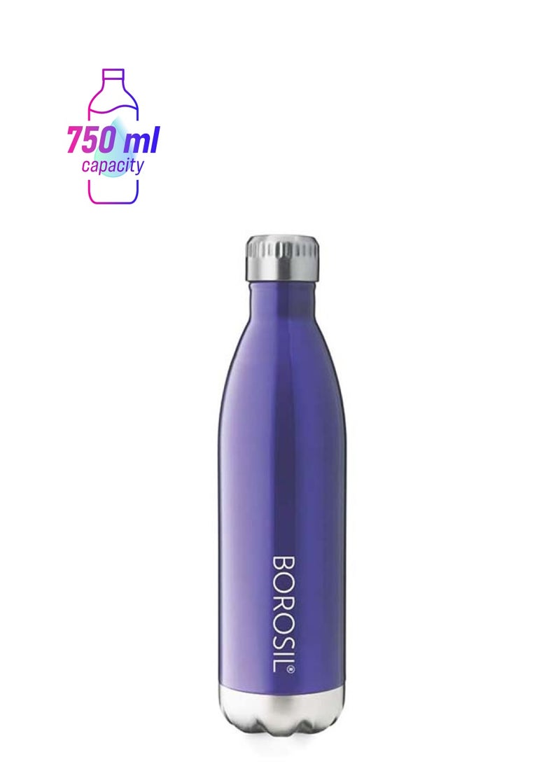 BOROSIL Borosil Vacuum Insulated Copper Coated Inner Trans Bolt Water Bottle, Sports Bottle, Yoga Bottle, Outdoor, Portableleak Proof, Reusable Water Bottle Blue, 750 Ml, Fgbol0750Bl  - Image 1