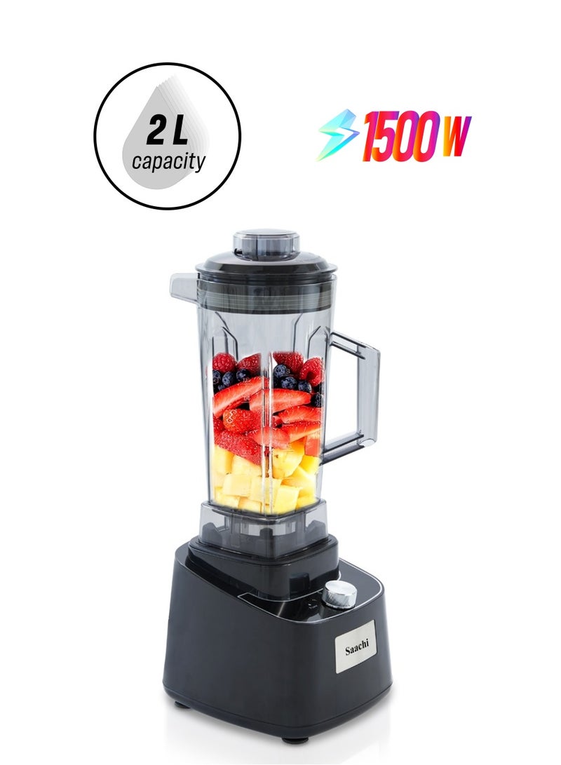 ساتشي Powerful Blender with Stainless Steel Blades and 2L Jar - Ideal for Smoothies and Salads 2 L 1500 W NL-BL-4408 Black  - Image 1
