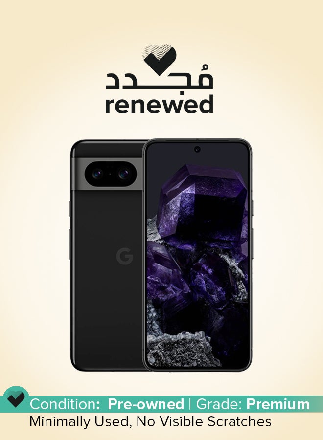 جوجل تم تجديده - هاتف Pixel 8 Obsidian وذاكرة الوصول العشوائي (RAM) سعة 8 جيجابايت وذاكرة الوصول العشوائي (RAM) سعة 256 جيجابايت (5G) - الإصدار العالمي - Image 1