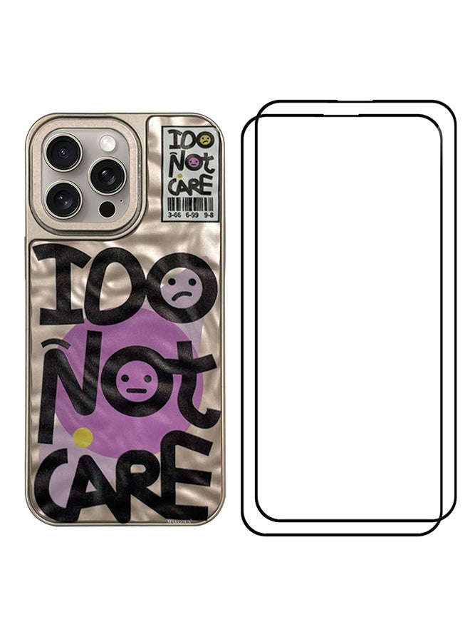 MARGOUN 3 Pack iPhone 15 Pro Max Case Cover And 2 Screen Protectors Letter Phone Case Creative Soft Back New Design Shell Durable And Fashionable Case/I Do Not Care Beige - Image 2