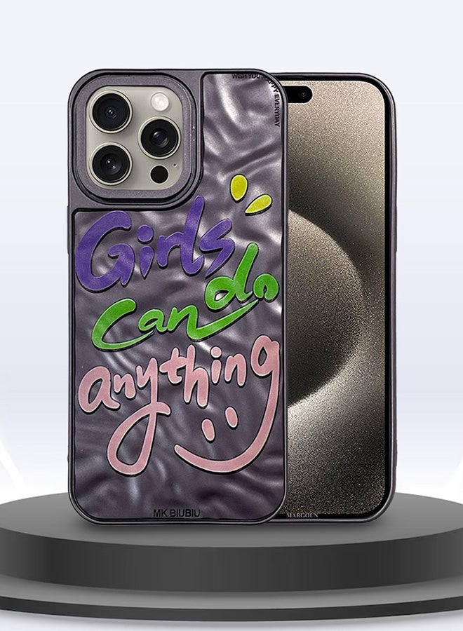 MARGOUN iPhone 15 Pro Case Cover Letter Phone Case Creative Soft Back New Design Shell Durable And Fashionable Case/Girls Can Do Anything Purple  - Image 4