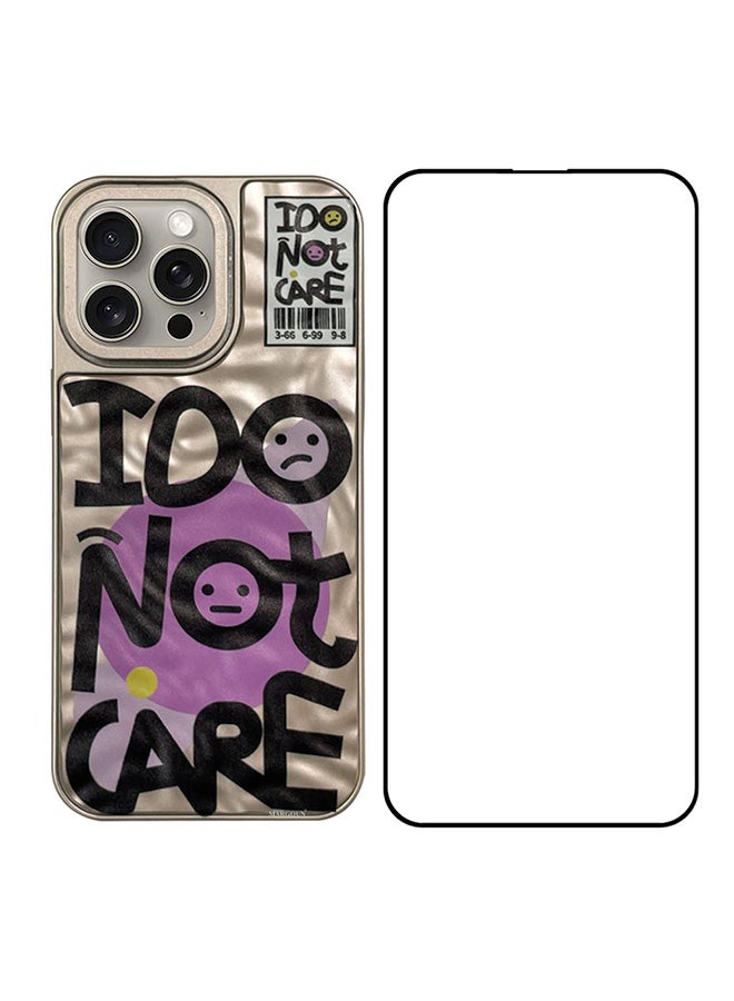 مارجون 2 Pack iPhone 15 Pro Max Case Cover And Screen Protector Letter Phone Case Creative Soft Back New Design Shell Durable And Fashionable Case/I Do Not Care Beige - Image 2