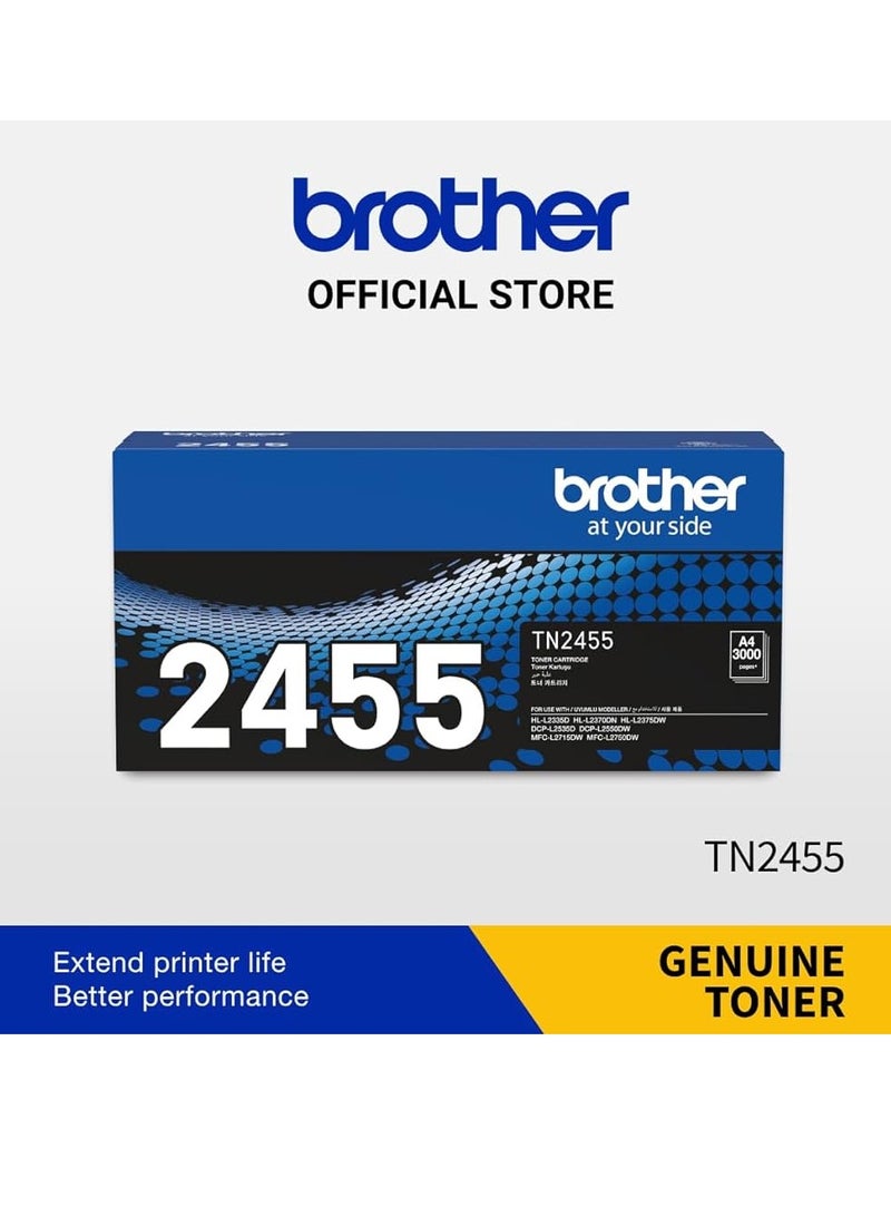 brother Genuine TN2455 High Yield Ink Printer Toner Cartridge, Prints Up To 3,000 Pages Black  - Image 2