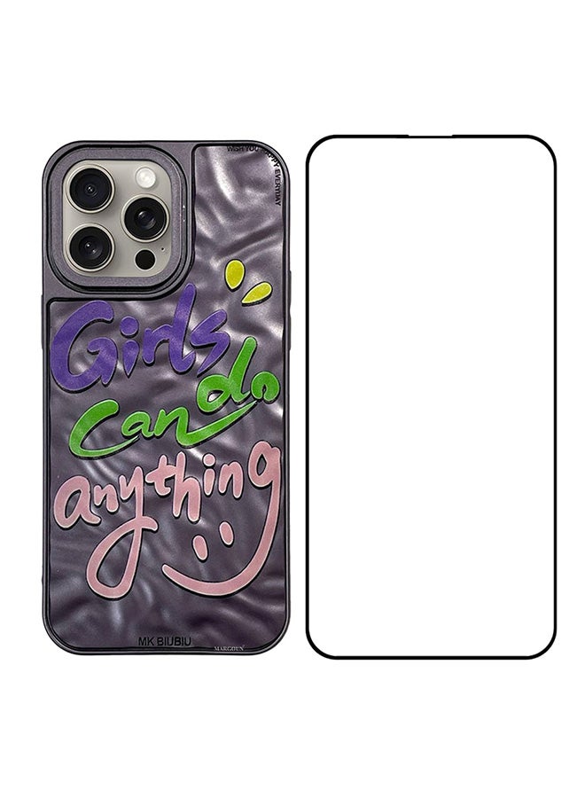 مارجون حافظة آيفون 15 برو ماكس 2 عبوة وواقي شاشة حافظة هاتف حرفية تصميم جديد غلاف ناعم متين وعصري / الفتيات يمكنهن فعل أي شيء - Image 2