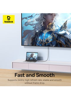 بيسوس كابل USB C إلى HDMI 2.1 بدقة 8K@60Hz و4K@240Hz بطول 1.5 متر من الألومنيوم من النوع C إلى HDMI، سلك مضفر فائق السرعة يدعم Thunderbolt 4/3 بمعدل 48 جيجابت في الثانية/HDR/HDCP 2.3، متوافق مع أجهزة الكمبيوتر المحمولة والكمبيوتر اللوحي وMacBook وGalaxy S24  - Image 4