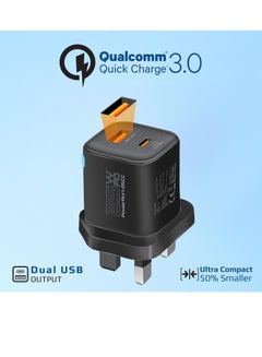 بروميت شاحن حائط بمنفذ مزدوج 25 وات USB-C توصيل طاقة مع منفذ شحن 18 وات QC 3.0 USB-A و60 وات USB-C موصلات شفافة كابل 1.2 متر أسود  - Image 4