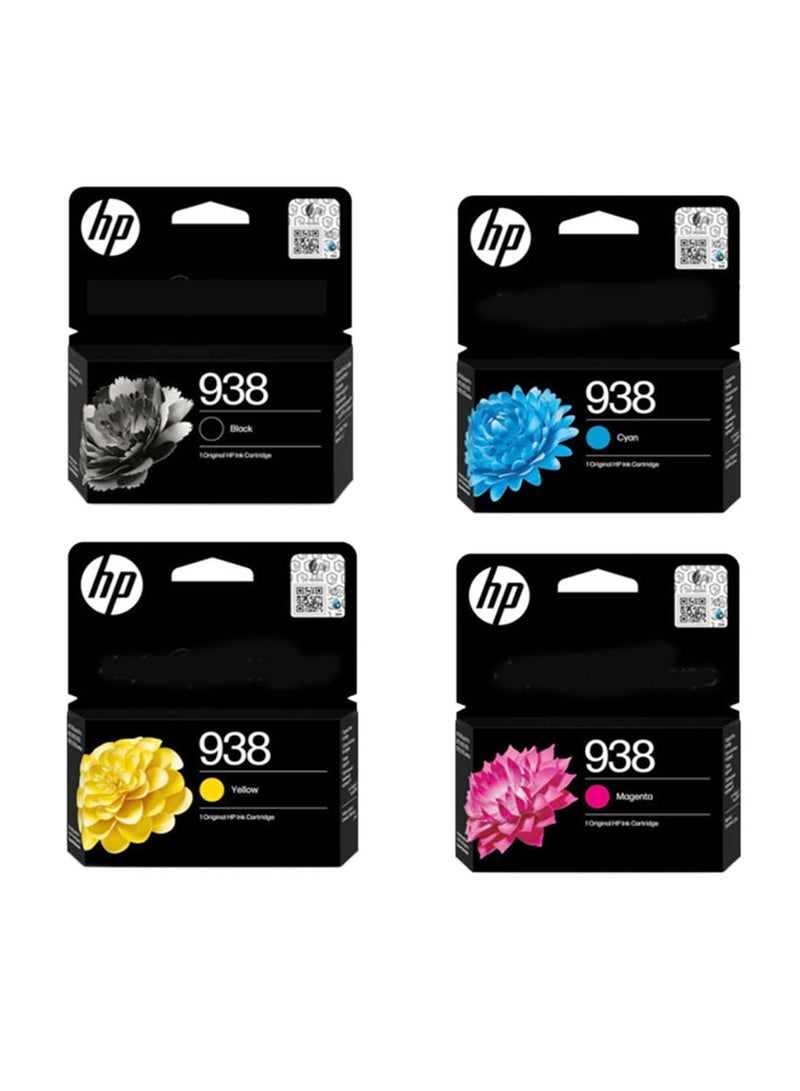 HP 938  Original Ink Office Jet Pro 9720/9730 Wide Format All-In-One Printer 4-Pack Black/Cyan/Magenta/Yellow  - Image 1