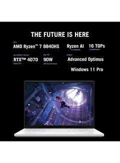 ROG Zephyrus G14 GA403UI-OLED7WPW Gaming (Upgraded Version) Laptop With 14-Inch Display 120Hz, AMD Ryzen 7-8845HS Processor/16GB RAM/1TB SSD/8GB NVIDIA GeForce RTX 4070 Graphics Card/Windows 11 Pro  Platinum White English/Arabic Platinum White (Upgraded Version) - pnsku/N70063098V/45/_/1713417550/e3bfb38f-42e0-4ba0-8658-a824c07dc565