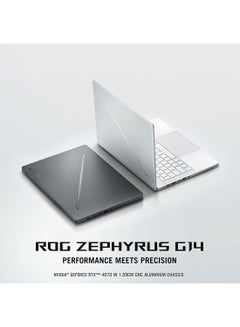 ROG Zephyrus G14 GA403UI-OLED7WPW Gaming (Upgraded Version) Laptop With 14-Inch Display 120Hz, AMD Ryzen 7-8845HS Processor/16GB RAM/1TB SSD/8GB NVIDIA GeForce RTX 4070 Graphics Card/Windows 11 Pro  Platinum White English/Arabic Platinum White (Upgraded Version) - pnsku/N70063098V/45/_/1713417551/44595455-e540-42b7-9277-f7b58fbad0aa