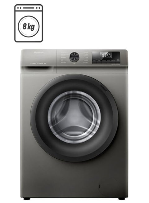 Hisense 8Kg Front Loading Washing Machine 1200 Rpm,With Pause & Add, Drum Clean, Colour Titanium Gray, Inverter Model Wfsq8012Vmt -1 Year Full Warranty 8 kg WFSQ8012VMT Grey
