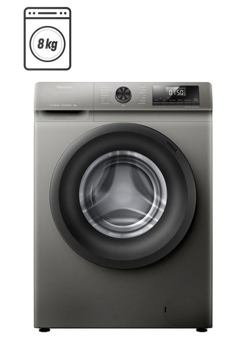 Hisense 8KG Front Loading Washing Machine 8 kg WFSQ8012VMT Grey  - Image 1