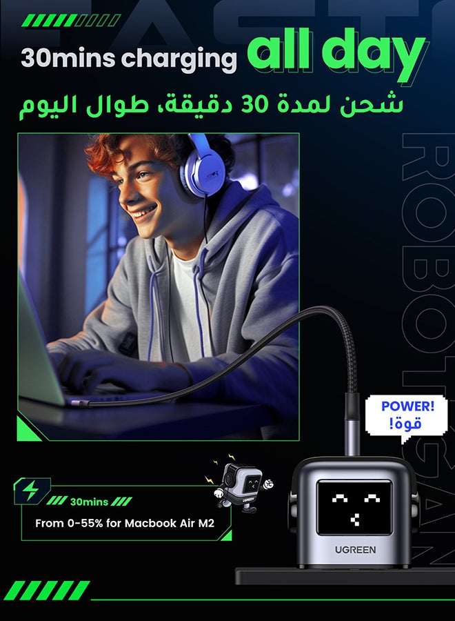 شاحن روبوت Nexode RG 65W 【عرض التعبير الديناميكي】شاحن USB C 2C1A مع شاشة LED شحن سريع ومحول حائط USB من النوع C محمول صغير الحجم محول شاحن GaN لأجهزة ماك بوك وايفون وسامسونج - pnsku/N70063179V/45/_/1714284785/516177f9-65f2-458c-b5a3-fec7c2b7d181