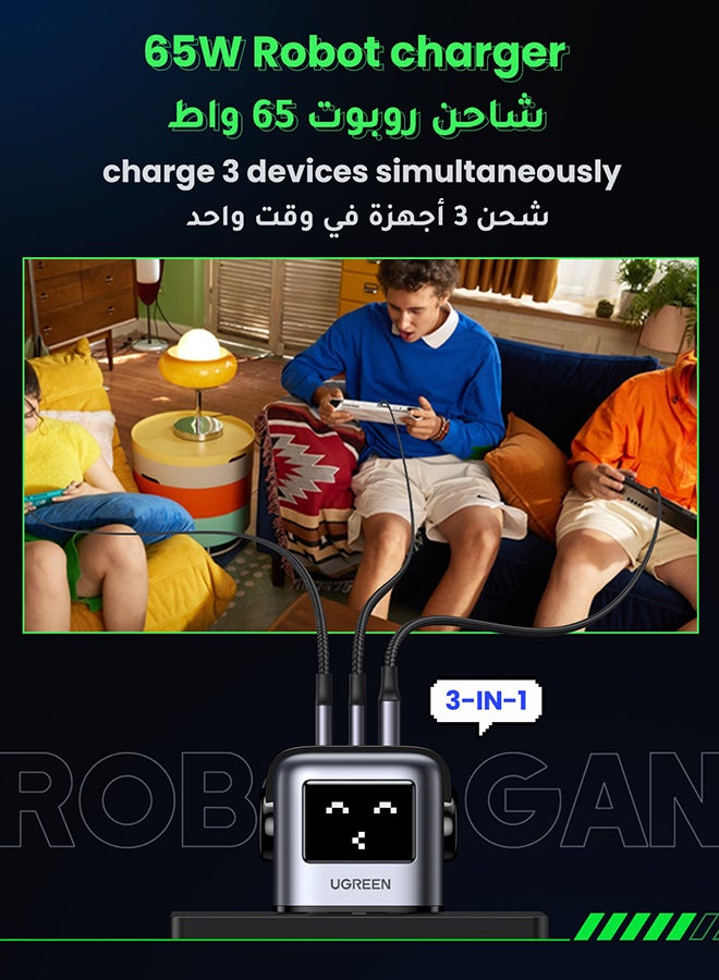 شاحن روبوت Nexode RG 65W 【عرض التعبير الديناميكي】شاحن USB C 2C1A مع شاشة LED شحن سريع ومحول حائط USB من النوع C محمول صغير الحجم محول شاحن GaN لأجهزة ماك بوك وايفون وسامسونج - pnsku/N70063179V/45/_/1714284785/8b2c05b9-8f4e-453f-873d-227d9f01386c