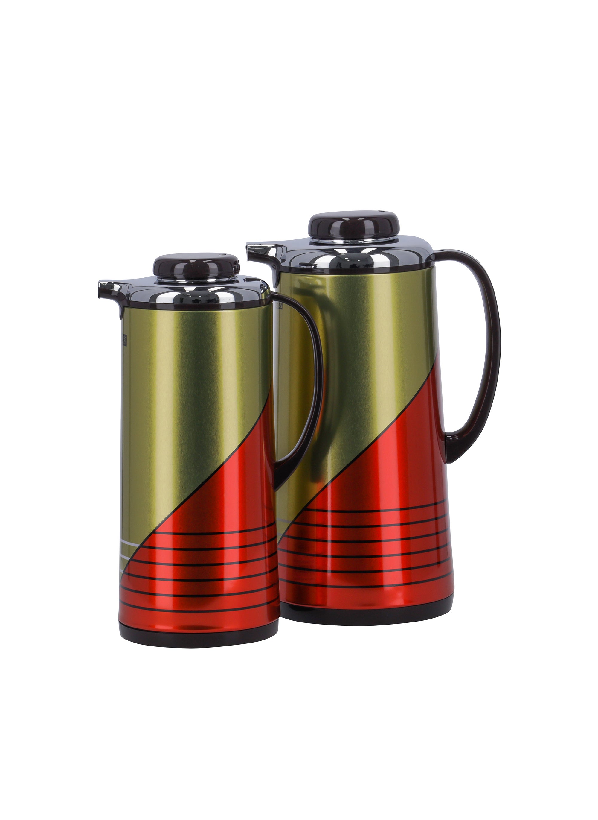 Royalford Royalford Pack of 2 Double Wall Vacuum Flask Set- RF11367 1900 ML and 1300 ML Flask with Asbestos Free Pink Glass Inner and Strong Iron Body Leak-Proof Multicolour 