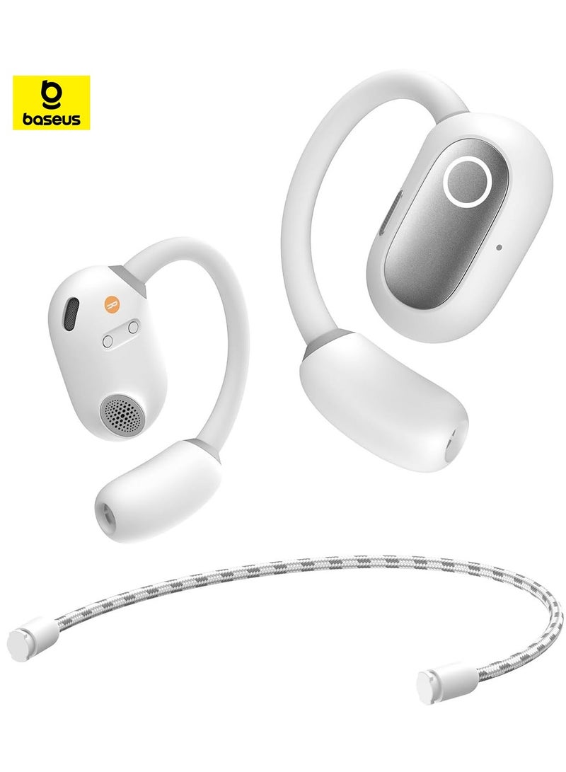 Baseus Open Ear Headphones With Directional Acoustics, Punchy Bass, Stable Fit, Ultra-Light Weight, IPX4 Waterproof, ENC Mics, Bluetooth 5.3 Wireless Earbuds For Running, Workout, Gym (Eli Sport 1) White - Image 1