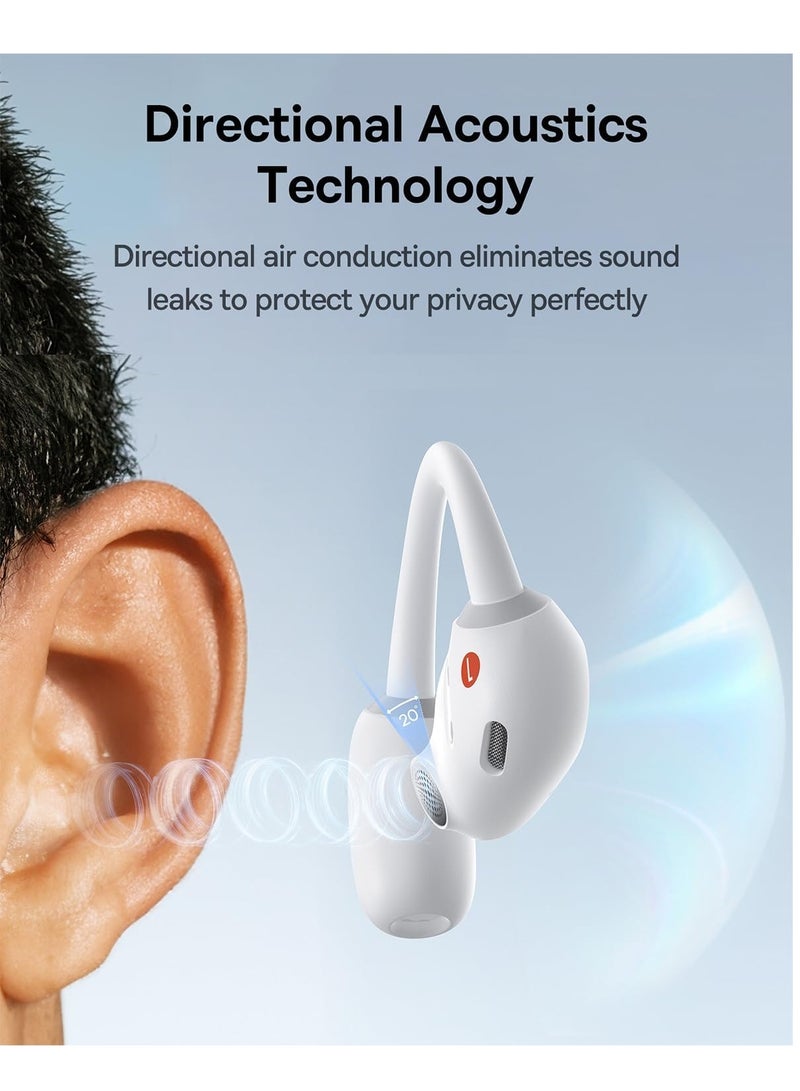 Baseus Open Ear Headphones With Directional Acoustics, Punchy Bass, Stable Fit, Ultra-Light Weight, IPX4 Waterproof, ENC Mics, Bluetooth 5.3 Wireless Earbuds For Running, Workout, Gym (Eli Sport 1) White - Image 3