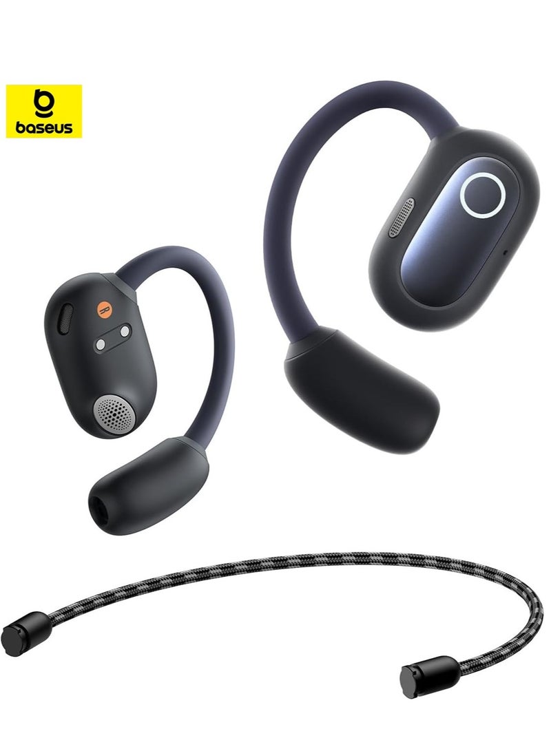 Baseus - Open Ear Headphones With Directional Acoustics, Punchy Bass, Stable Fit, Ultra-Light Weight, IPX4 Waterproof, ENC Mics, Bluetooth 5.3 Wireless Earbuds For Running, Workout, Gym (Eli Sport 1) Black - Image 1