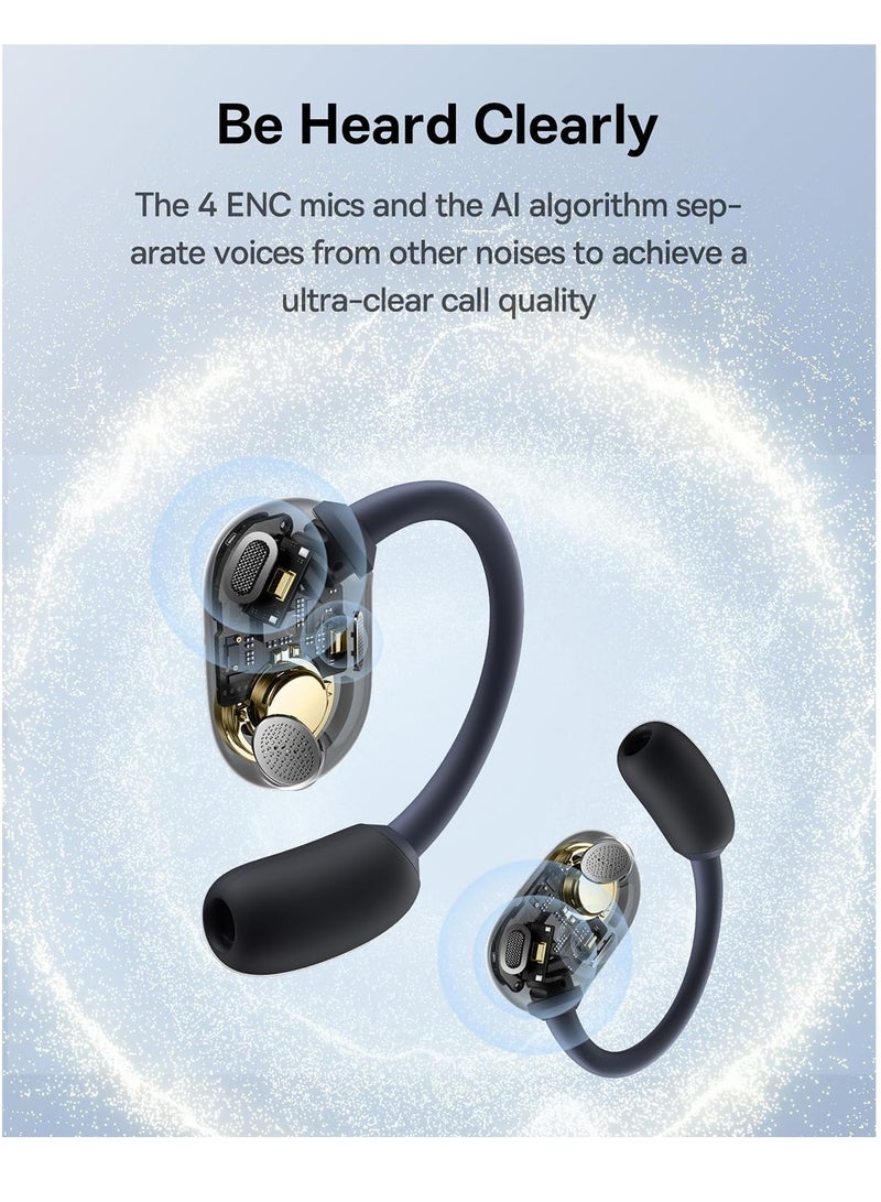 Baseus - Open Ear Headphones With Directional Acoustics, Punchy Bass, Stable Fit, Ultra-Light Weight, IPX4 Waterproof, ENC Mics, Bluetooth 5.3 Wireless Earbuds For Running, Workout, Gym (Eli Sport 1) Black - Image 1