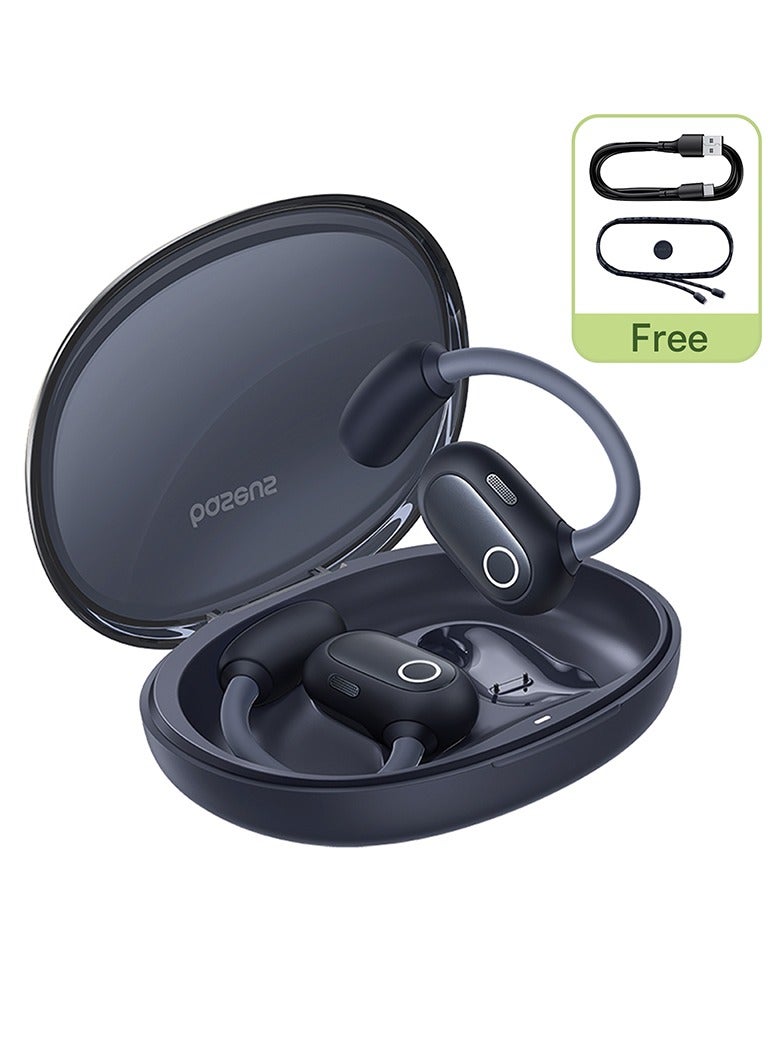 Baseus - Open Ear Headphones With Directional Acoustics, Punchy Bass, Stable Fit, Ultra-Light Weight, IPX4 Waterproof, ENC Mics, Bluetooth 5.3 Wireless Earbuds For Running, Workout, Gym (Eli Sport 1) Black - Image 1