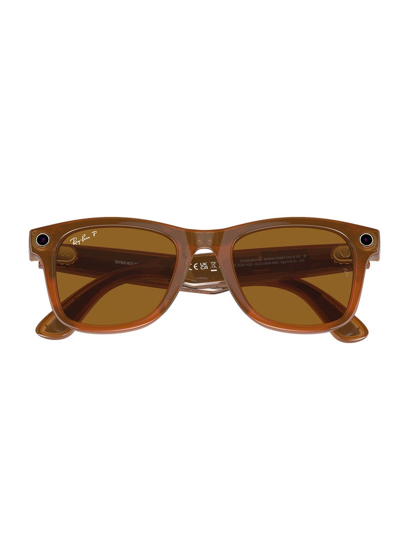Meta - Ray-Ban Meta Wayfarer RW4008 670683 53 - Shiny Caramel Polar Brown - Image 1