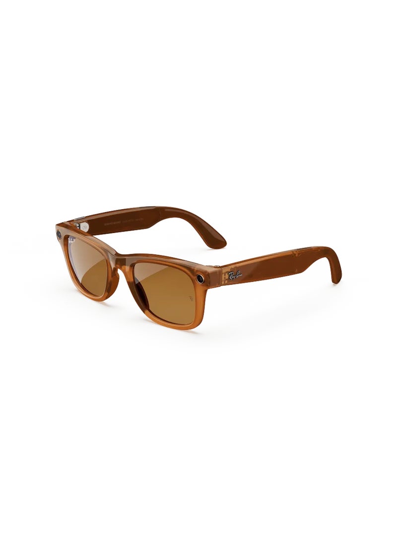 Meta RAY-BAN Wayfarer (Gen 1) Shiny Caramel Transparent Frame Brown Lens Large High Bridge Shiny Caramel Polar Brown - Image 1