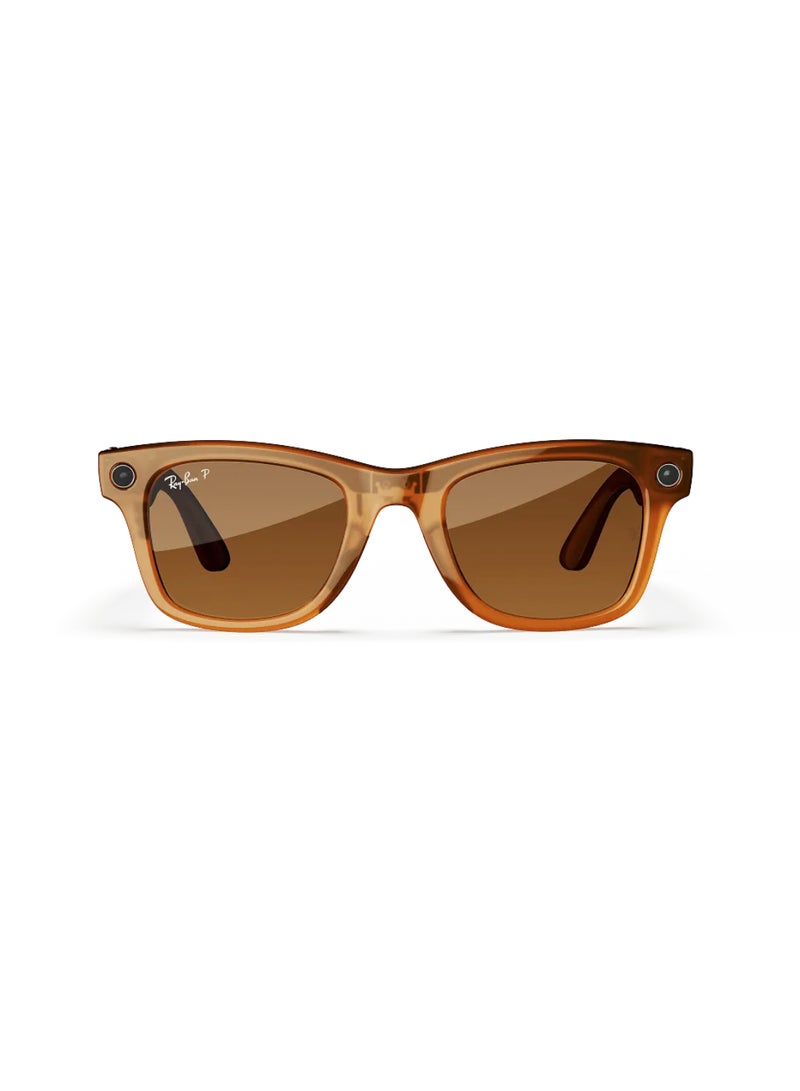 Meta RAY-BAN Wayfarer (Gen 1) Shiny Caramel Transparent Frame Brown Lens Large High Bridge Shiny Caramel Polar Brown - Image 2