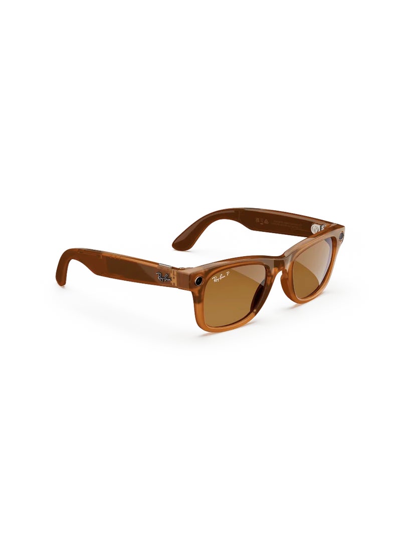 Meta RAY-BAN Wayfarer (Gen 1) Shiny Caramel Transparent Frame Brown Lens Large High Bridge Shiny Caramel Polar Brown - Image 3