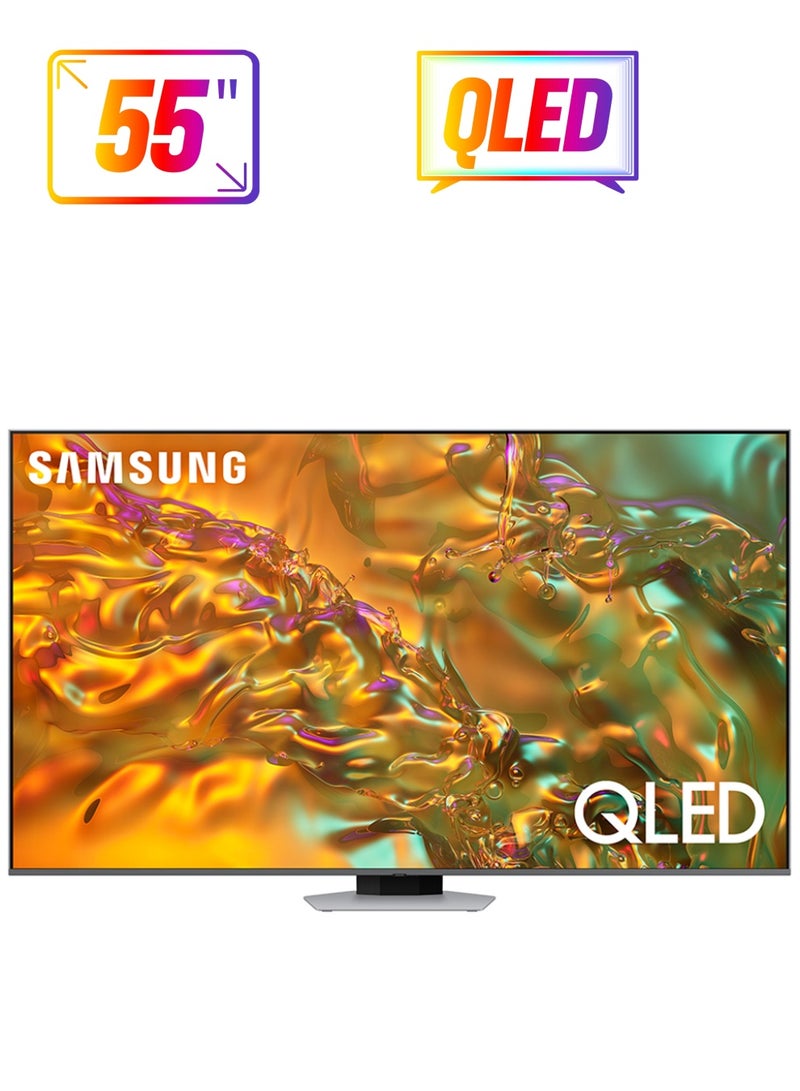 Smart TV, QLED, Q80D, 55 Inch, 2024, NQ4 AI Gen2 Processor, 4K AI Upscaling, Direct Full Array, Tizen OS QA55Q80DAUXZN Eclipse Silver - pnsku/N70063211V/45/_/1739967062/c5b49afb-5c2b-4db9-9f00-aa63f9af9429