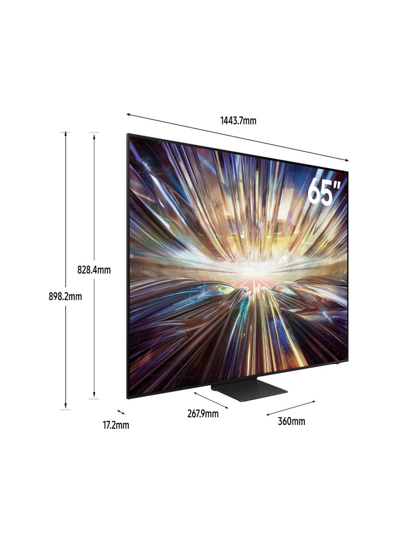 سامسونج تلفزيون Neo QLED 8K AI مقاس 65 بوصة من الفولاذ المقاوم للصدأ Quantum HDR 32x Dolby Atmos Audio Smart Hub مع 8 مكبرات صوت ومكبر صوت مدمج صغير LED - موديل (2024) QA65QN800DUXSA أسود  - Image 3