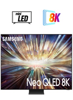 Samsung 65 inch Neo QLED 8K AI TV | Stainless Steel | Quantum HDR 32x | Dolby Atmos Audio | Smart Hub with 8 Speakers | Built-in Woofer | Mini LED | 100HZ | Built in receiver | Model (2024) QA65QN800DUXSA black  - Image 1