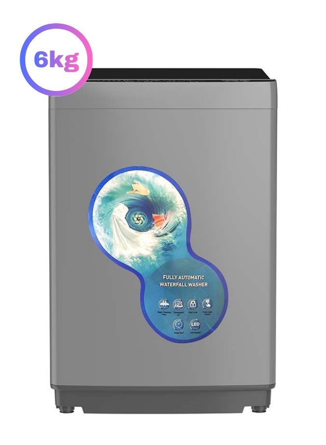 نيكاي غسالة أوتوماتيكية بالكامل تحميل علوي، نظام غسيل غامض، فلتر سحري، شاشة رقمية، تشغيل صامت، 6 كجم NWM600TK23N رمادي - Image 1