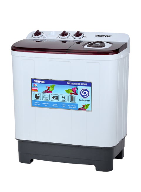 Twin Tub Top Loaded Washing Machine With Magic Filter, Big Pulsator, Air Dry Function, Transparent Top Lid, Collars & Cuff Washboard, Powerful Wash 5 kg 510 W GSWM18045 White