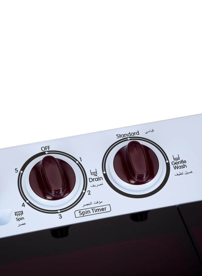 Twin Tub Top Loaded Washing Machine With Magic Filter, Big Pulsator, Air Dry Function, Transparent Top Lid, Collars & Cuff Washboard, Powerful Wash 5 kg 510 W GSWM18045 White