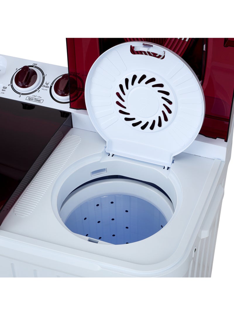 Twin Tub Top Loaded Washing Machine With Magic Filter, Big Pulsator, Air Dry Function, Transparent Top Lid, Collars & Cuff Washboard, Powerful Wash 5 kg 510 W GSWM18045 White